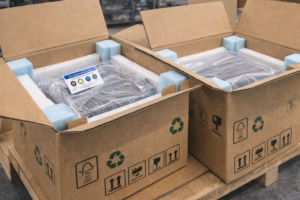 For selected shipments, titanium anodes are packed in heavy-duty corrugated cartons with custom EPE or foam inserts to provide shape fixation and impact protection. Each part is sealed in PE or moisture-barrier bags with desiccant and a humidity indicator card (HIC) to control moisture during long-distance or sea transport.