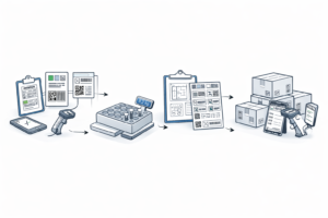 A simplified workflow illustration showing how titanium anode packaging and labeling are implemented—from customer brief and pilot mock-up, to specification lock and batch packing with full scan and photo records. Designed for traceable, export-ready industrial projects.