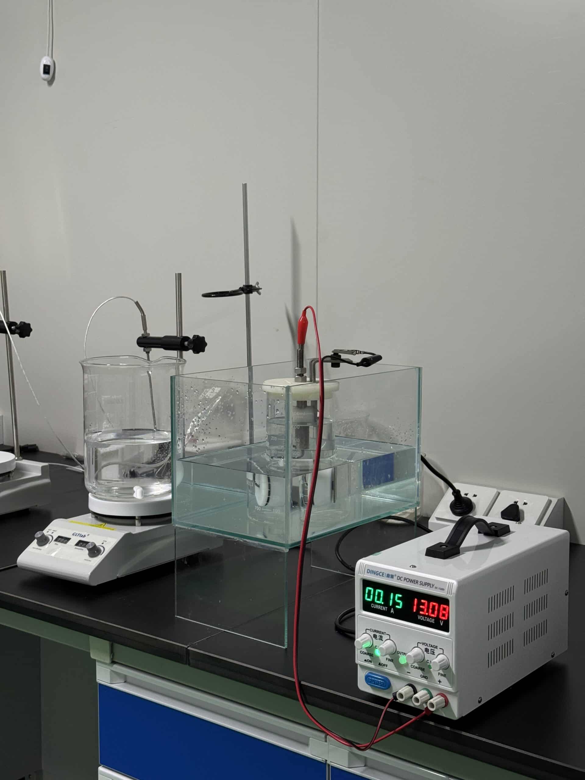 Electrochemical testing of plating anode life and current density in a laboratory electrolytic cell